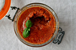 red pepper pesto in a kilner jar