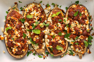 Roasted and stuffed aubergines with Pure C8 MCT Oil