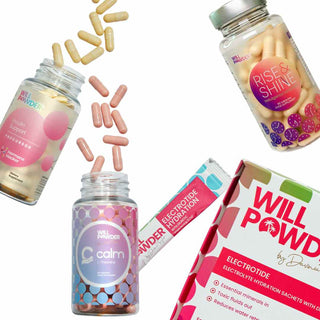 Bundle of WillPowder products including Calm, Insulin Support, Rise and Shine and Electrotide