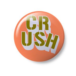 Badge with 'CRUSH' text on an orange background