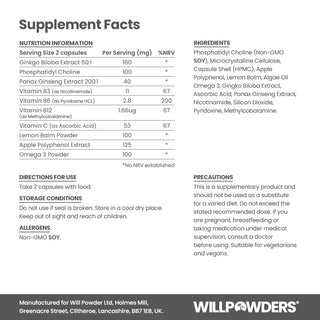 Ah-Ha Supplement Nutritional Information