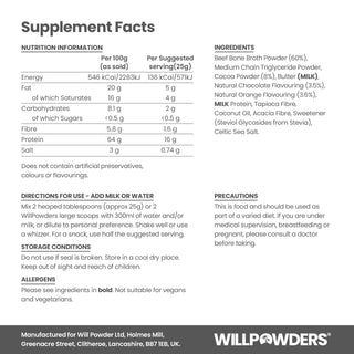 Chocolate orange bone broth protein supplement facts