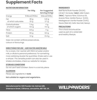 Vanilla keto protein powder supplement facts
