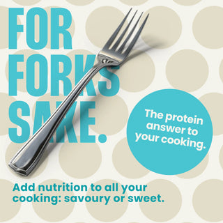 Promotional image about using WillPowders Neutral Protein Powder with Scandinavian Bone Broth with the text 'the protein answer to your cooking'