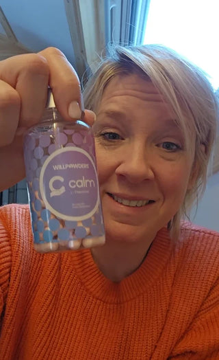 WillPowders Customer Sallyanne, holding Calm