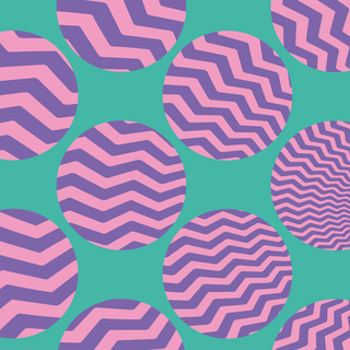 Light green background, and circles with light and dark purple lines