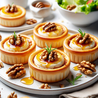 Paleo Camembert Tarts with Maple Candid Walnuts and Honey and Thyme Drizzle