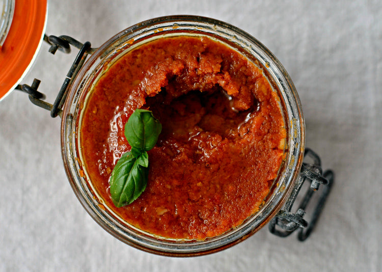 red pepper pesto in a kilner jar