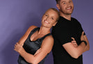Willpowders founder Davinia Taylor and Chef Dan Kirkham standing back to back against a purple background