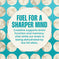 Text about creatine's benefits for brain function and memory on a blue background with WillPowders Vanilla Protein Powder with Shilajit, Monocreatine and Scandinavian Bone Broth in cut out circles