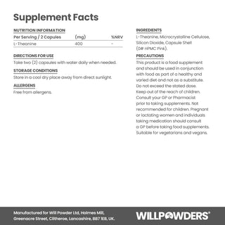 Calm supplement Nutritional Information