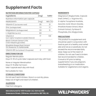 Progesterone support Nutritional Information