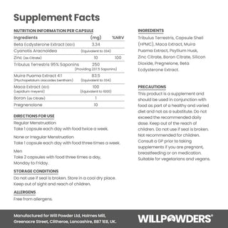 Testosterone Support Precursor Supplement Facts & Nutritional Information