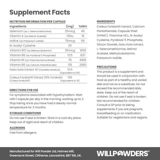 Thyroid support supplement Nutritional Information