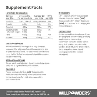 MCT Keto Pouch Nutritional Information