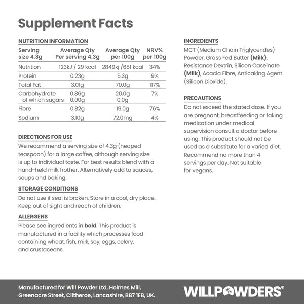 MCT Keto Pouch Nutritional Information