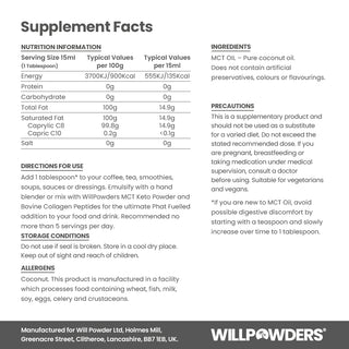 MCT Oil Nutritional Information