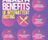 Infographic showing the Health benefits of intermittent fasting, purple background 
