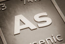 A metal representation of the Arsenic element on a periodic table 