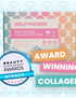Award Winning WillPowders Collagen Peptides Powder Travel Sachets, with a badge for winning the beauty supplement awards and the white text Award Winning Collagen