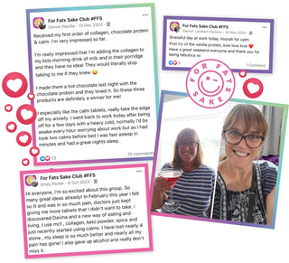 A collection of reviews for WillPowders Calm L-Theanine Supplement. Multiple text boxes and image on a white background