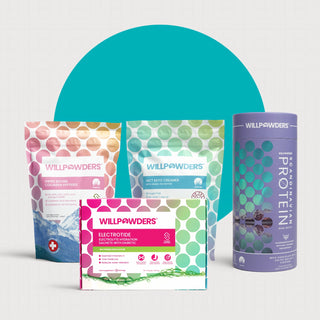 WillPowders hero with electrolytes, MCT keto creamer, bovine collagen and protein
