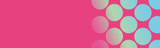 Light pink background, circles with blue green gradient 