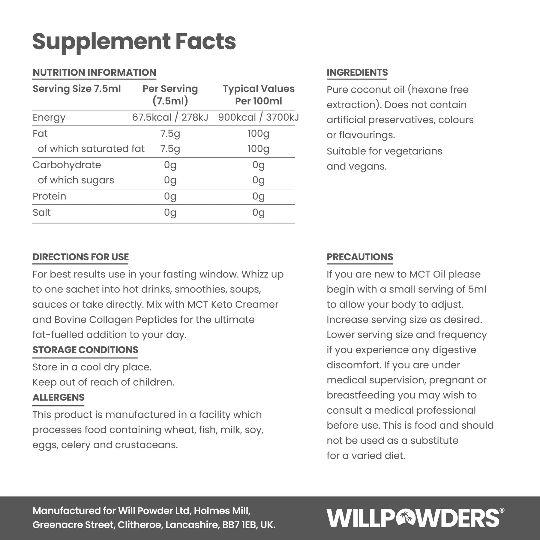 Pure C8 MCT Oil Sachets | WillPowders Pure C8 MCT Oil Sachets | WillPowders