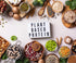 A variety of plant-based protein sources are displayed around a white box "PLANT BASED PROTEIN", arranged on a table.