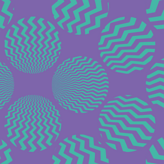 Mobile size purple background, and circles with green lines 
